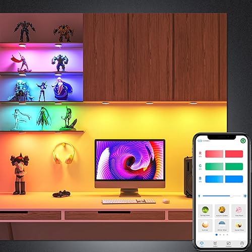 Miniatura 7 de BASON LIGHTING Iluminación RGB para debajo del gabinete, luces LED de disco con control de aplicación Bluetooth, luces de pantalla multicolor con