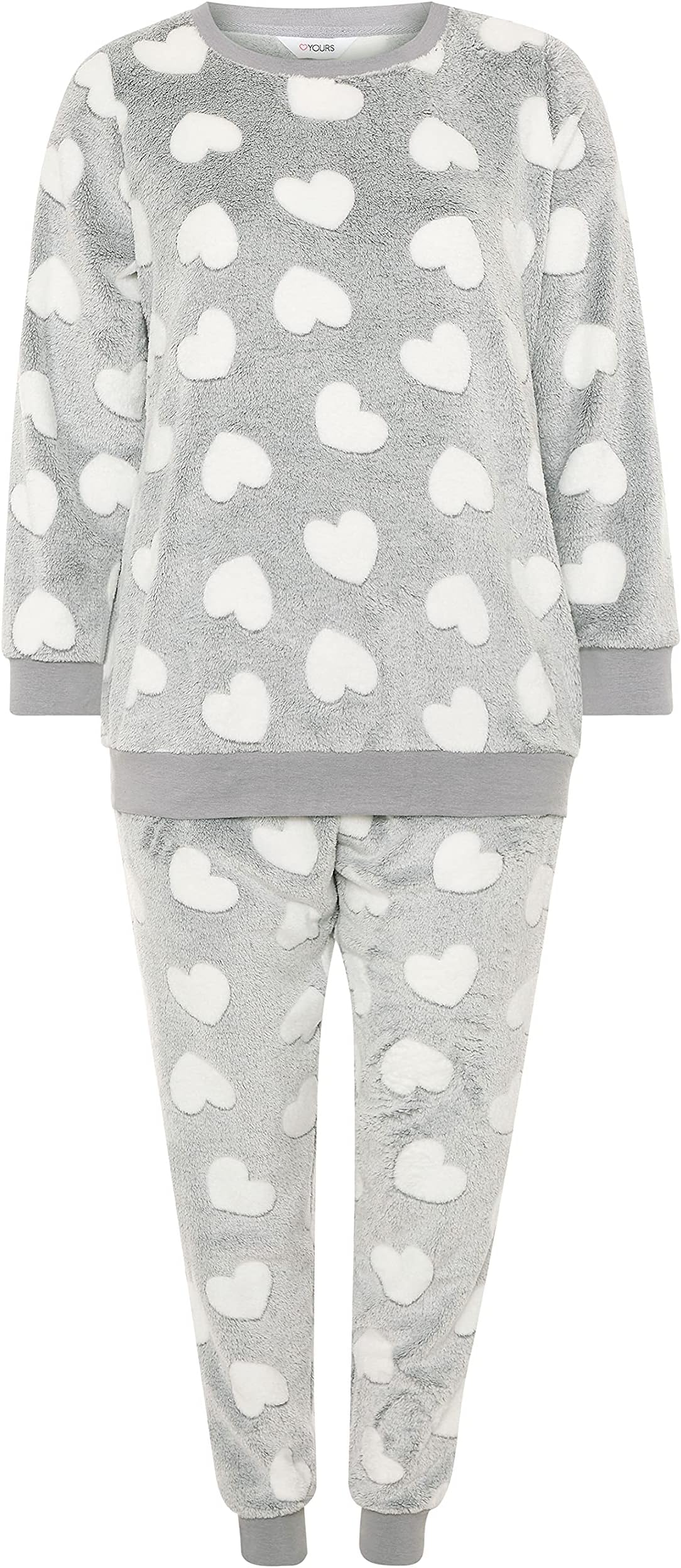 Grey Heart Fleece Lounge Set - Women's - Plus Size Curve