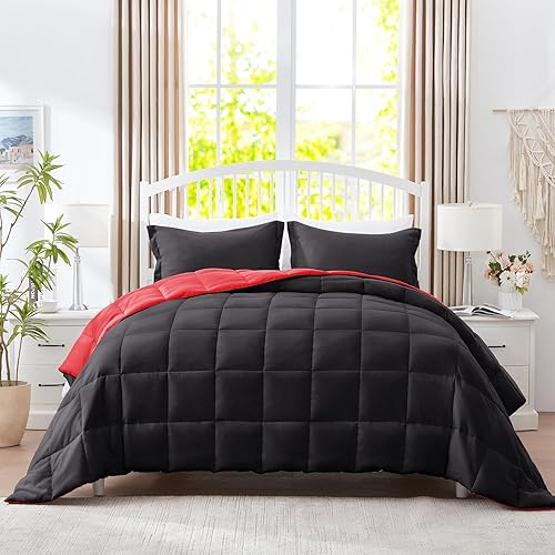 Miniatura 2 de SunStyle Home Juego de edredón de tamaño King  Edredón reversible con costura de caja de 3 piezas, juegos de ropa de cama ligera con 1 edredón