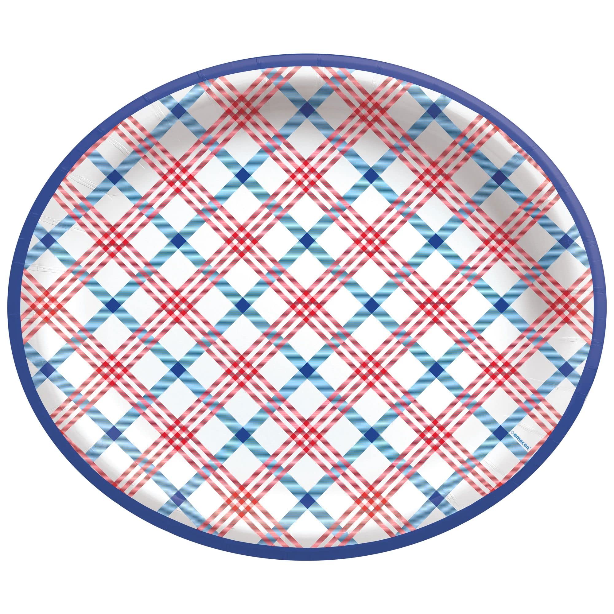 Assiettes ovales à carreaux de 30 cm pour grand pique-nique et barbecue d'été