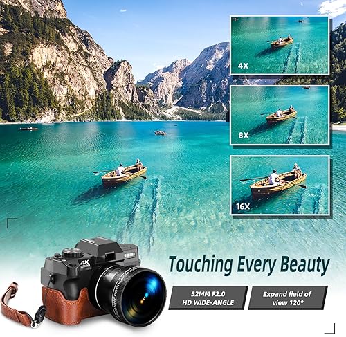 Miniatura 2 de Cámara digital para fotografía y video, cámara de vlogging 4K 48MP para YouTube con pantalla abatible de 180°, zoom digital 16X, gran angular de