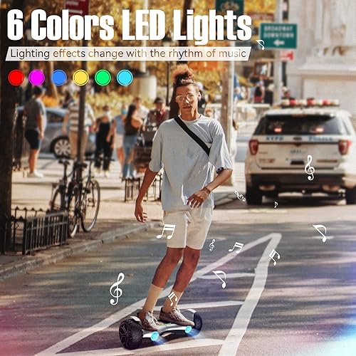 Miniatura 7 de LIEAGLE Patinete de autoequilibrio para adultos, 8.5 pulgadas, dos ruedas, todo terreno, con altavoz Bluetooth, scooter de autoequilibrio con luces