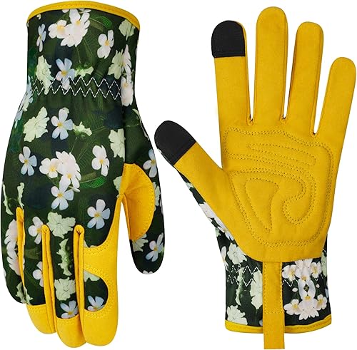 Guantes de jardinería de cuero para mujer, guantes de jardín a prueba de espinas, guantes de trabajo para pantalla táctil, regalos