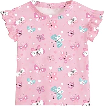 Tkria Girls 3D Graphic Shirt Toddler Colorful Summer Tank Top Cool Ruffle Sleeeve Tee Kid Unicorn Rainbow Dinosaur Cat Outfit