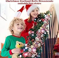 Vista 6 de Guirnalda de 2 bolas de Navidad de 6 pies, adornos colgantes de bolas de Navidad con 2 luces LED de 10 pies para el hogar, interiores y exteriores