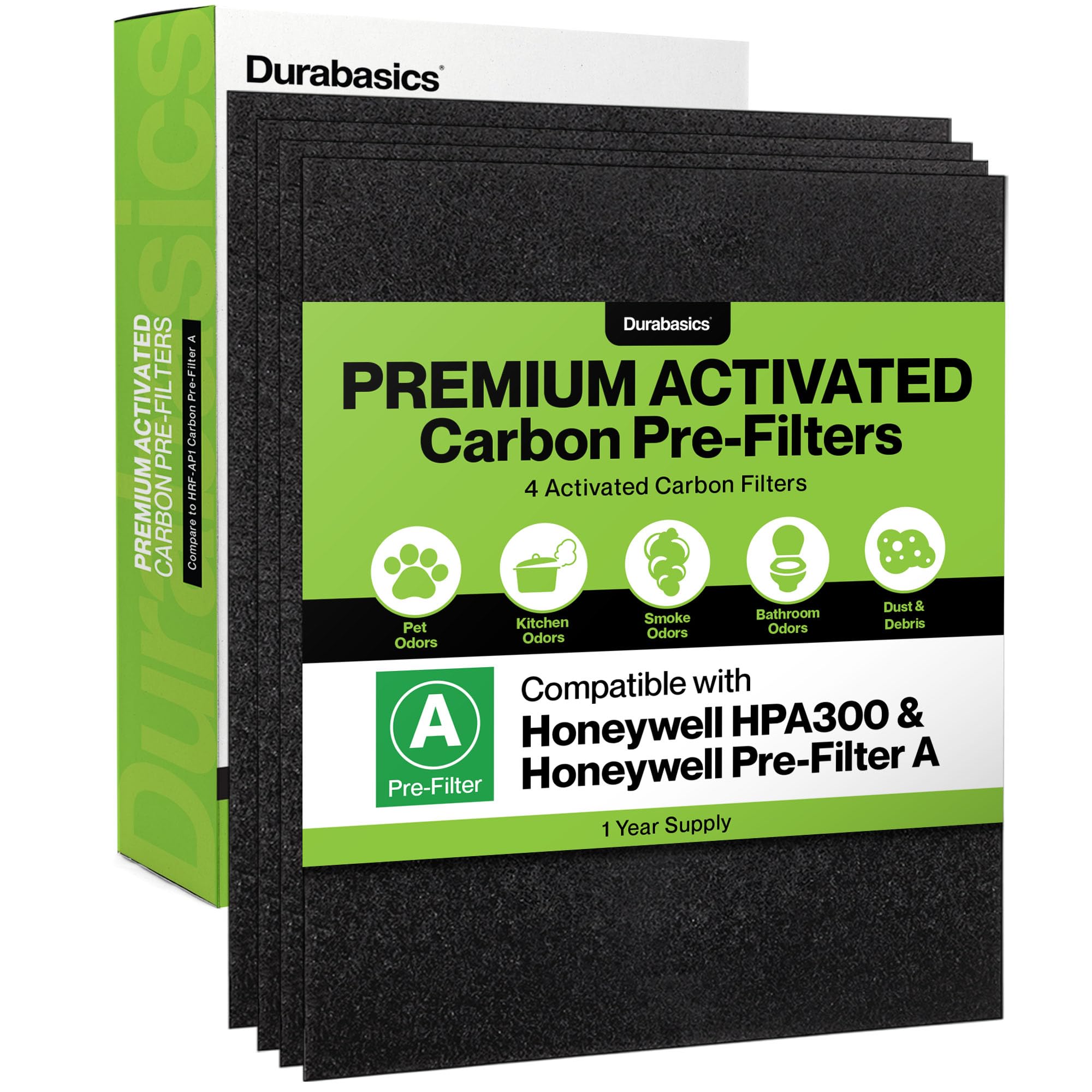 Durabasics 4-Pack Pre-Filters for Honeywell HPA300 Replacement Filters, Compatible with Honeywell Prefilter A, Filter A, HPA300 Prefilter and HRF-AP1 Replacement, HRF-AP1