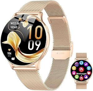 Montre Connectée Femme avec Appel Bluetooth, 1.32″ Smartwatch avec Fréquence Cardiaque/SpO2/Sommeil Montre, 120+ Mode Spor…