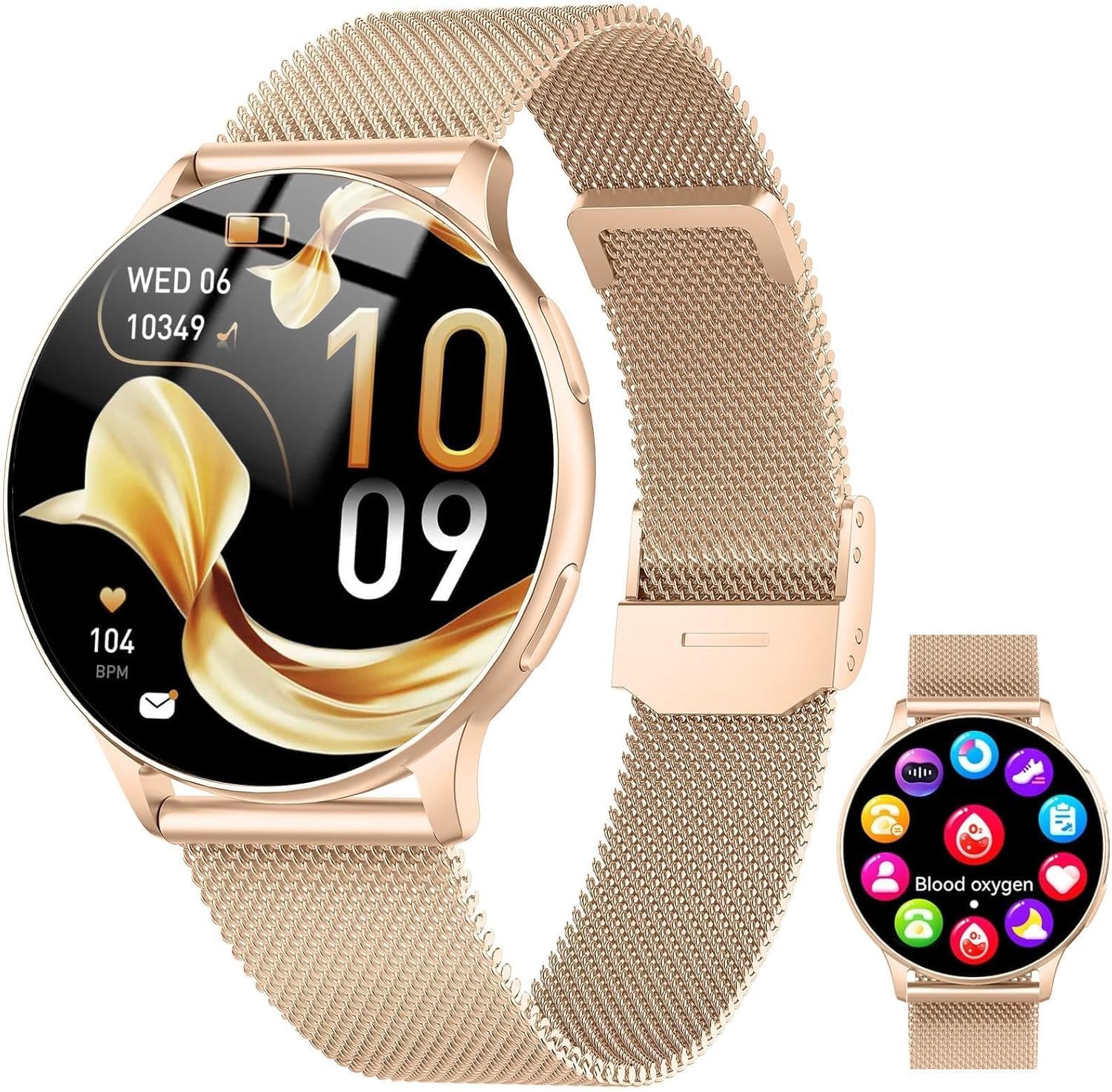 Women's Smartwatch with Phone Function, 1.32 Inch AMOLED Smart Watch, Heart Rate SpO2 Sleep Monitor, Pedometer Watch, Women, 120+ Sports Modes, Fitness Tracker, IP68 Waterproof, Fitness Watch, iOS