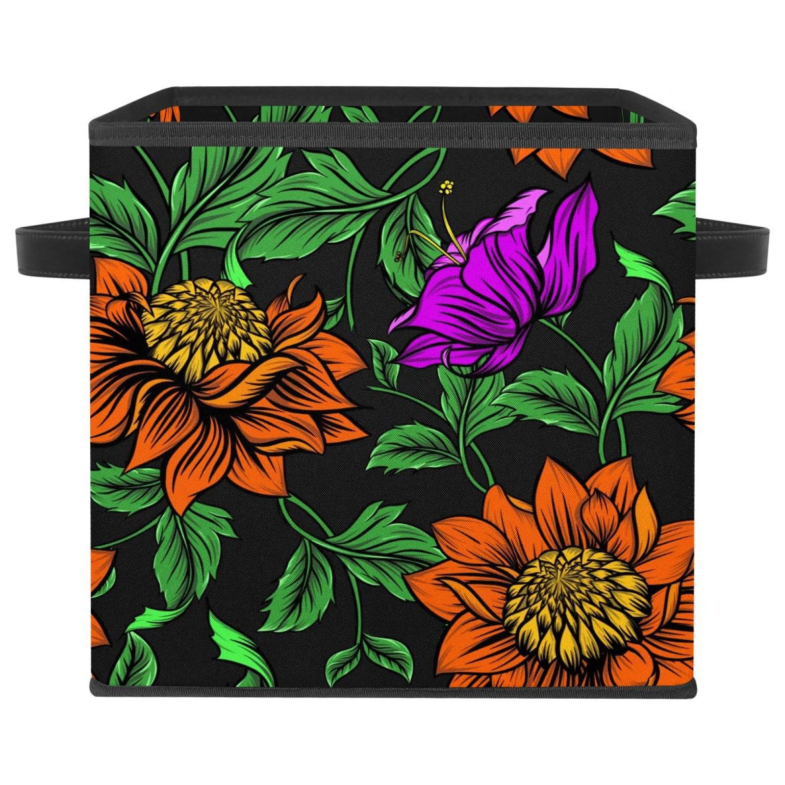 Cube de rangement en tissu pliable rose et orange bac de placard pour vêtements jouet