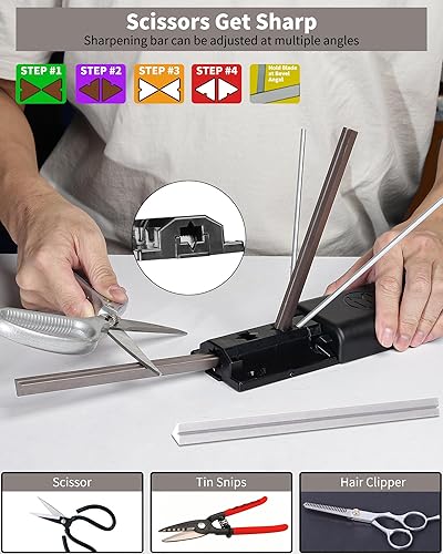 Miniatura 6 de Afilador de tres cuchillos con varillas de seguridad, piedras de cerámica de alúmina de alta calidad, varillas afiladoras para reparar y pulir
