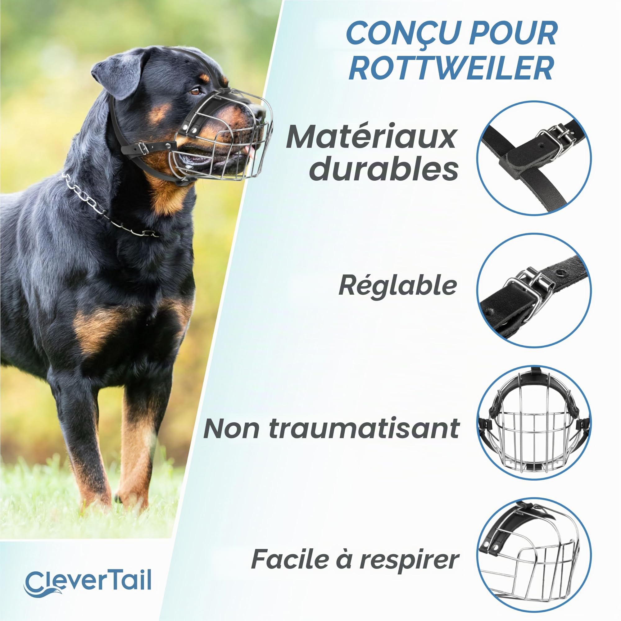 Muselière robuste en métal pour chiens de grande taille – Muselière Corso, Mastiff, Labrador, Bulldog, Alabai – Panier anti-aboiements et morsures