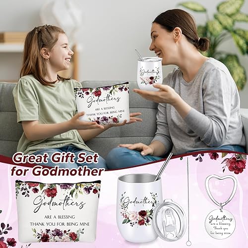 Miniatura 6 de Juego de 3 vasos de acero inoxidable de 12 onzas, regalos para madrina, bolsas de maquillaje, llavero para Acción de Gracias, boda, vacaciones,