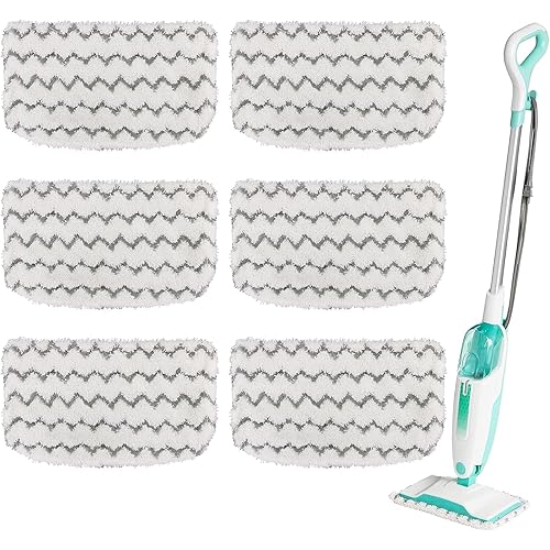 Shark Steam Mop Replacement Pads Compatible with Shark S1000, S1000A, S1000C, S1000WM, 6-Pack Reusable Microfiber Shark Mop Pads for Hardwood and Tile Floors - Ideal for Homes with Pets & Kids