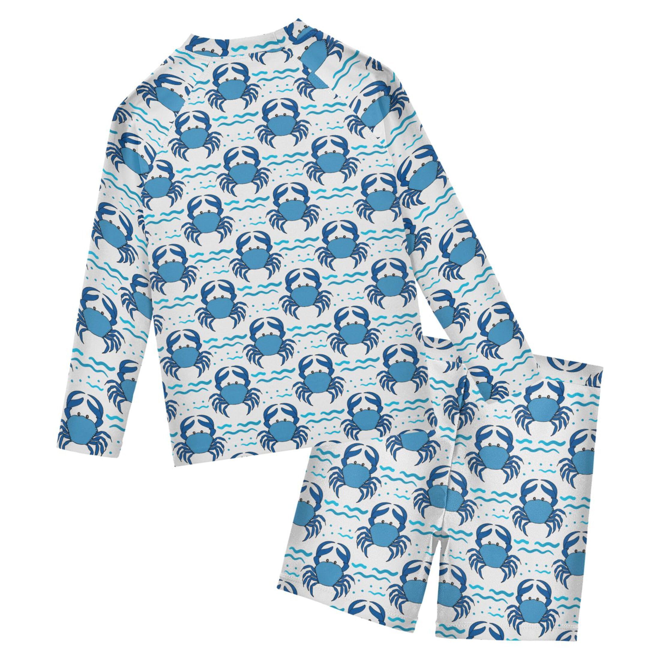 Cute Crab Baby Boys' Toddler Long Sleeved Rashguard Swim Bathing Suit Set B0404068