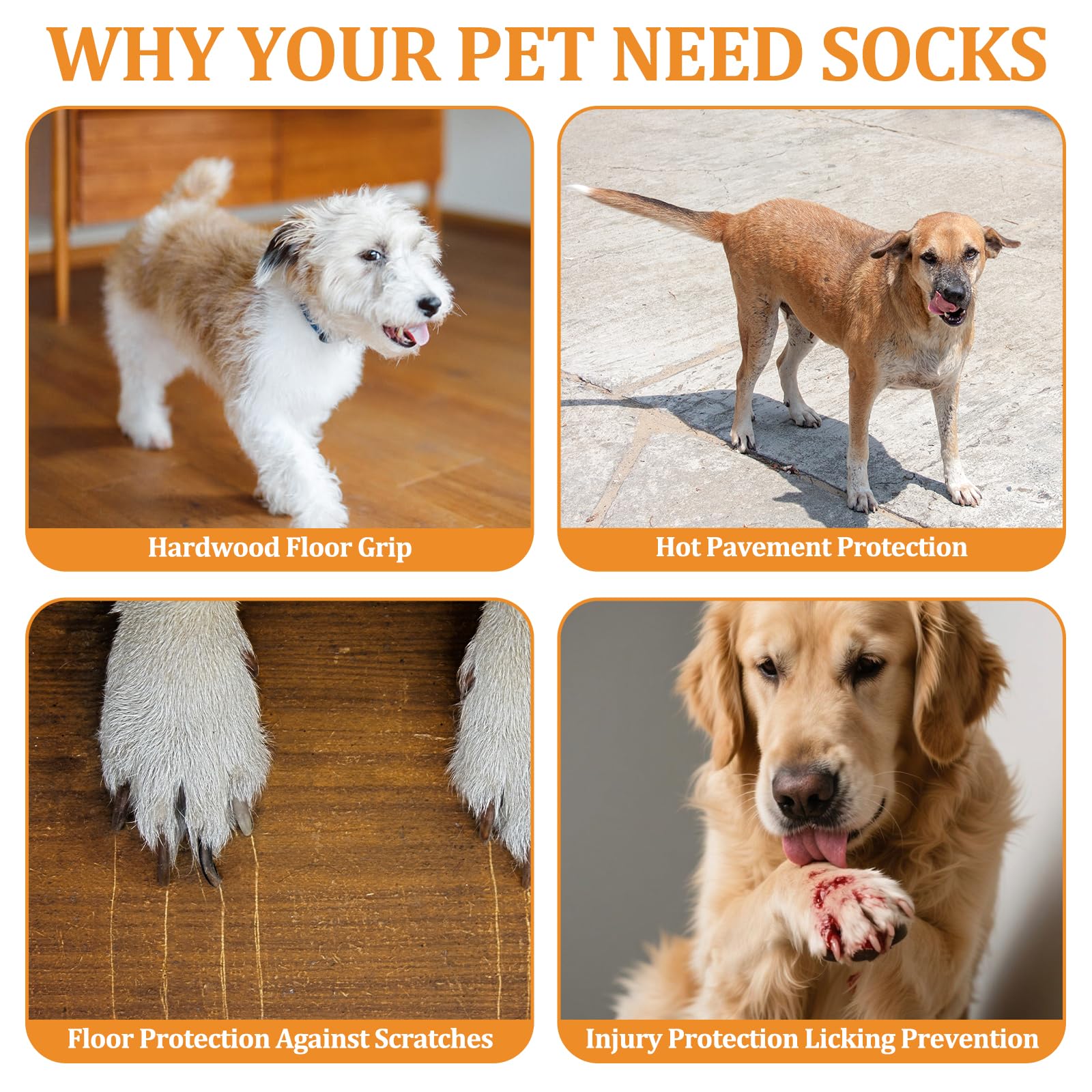 2Pairs Anti Slip Dog Socks and a Ear Muffs,Dog Paw Protectors Stop Licking,Pet Snood Ear Protectors for Anxiety Relief and Calming,Adjustable Boots Shoes with Grips for Senior (M) - Image 4