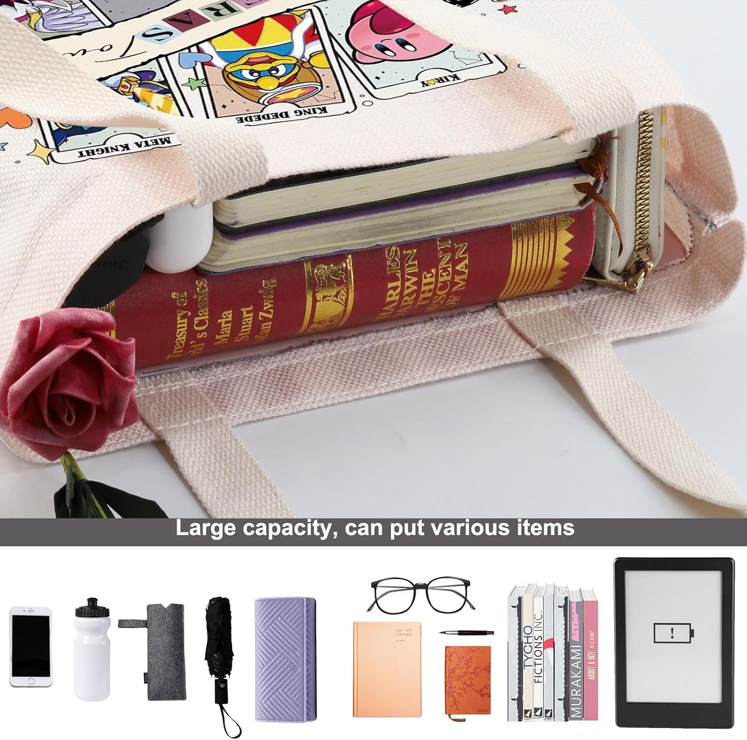 WZMPA Kawaii Cartoon Tote Bag Game Lover Gift Cartoon Video Game Reusable Grocery Bag Cartoon Merchandise - Image 7