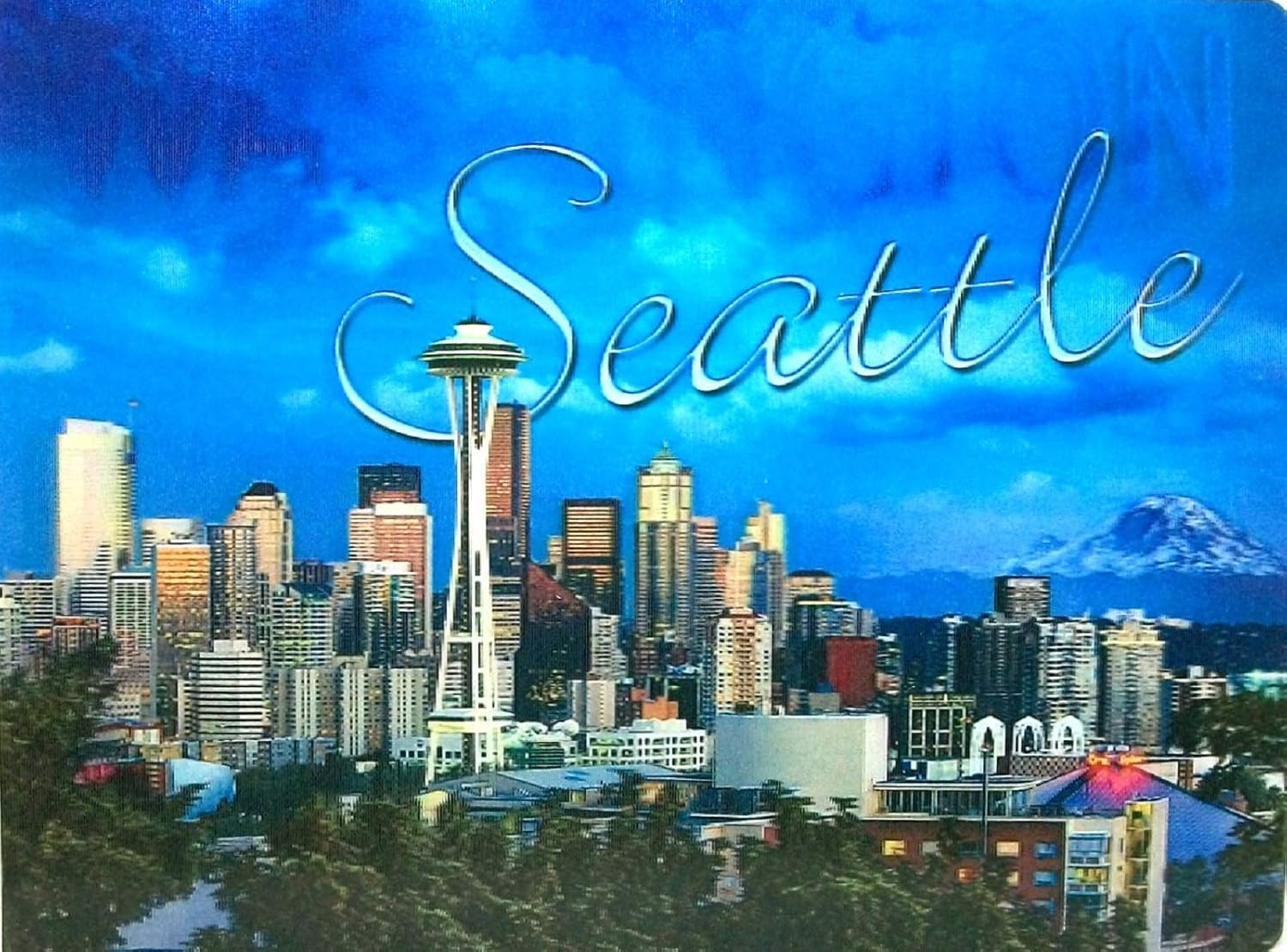 Seattle Washington City View 3D Postcard Home & Kitchen