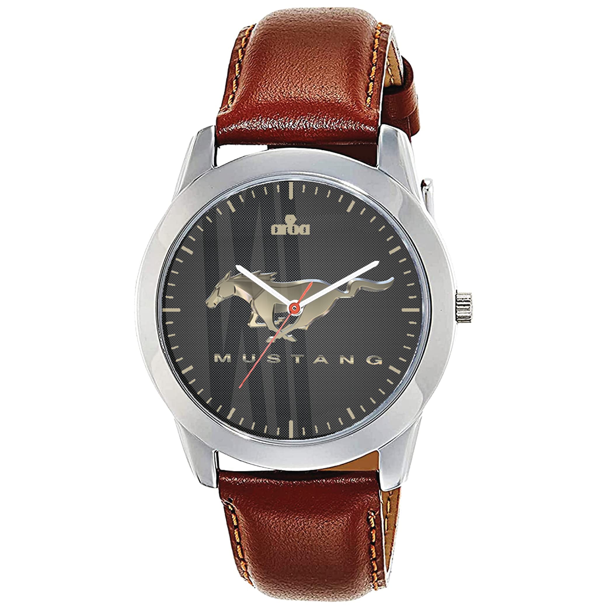 AROA Watch New Watch for Ford Mustang Sports Car Steel Metal Type Analog Brown Strap Watch Black Dial for Men Stylish Watch for Boys (B0C286269F) Amazon Price History, Amazon Price Tracker