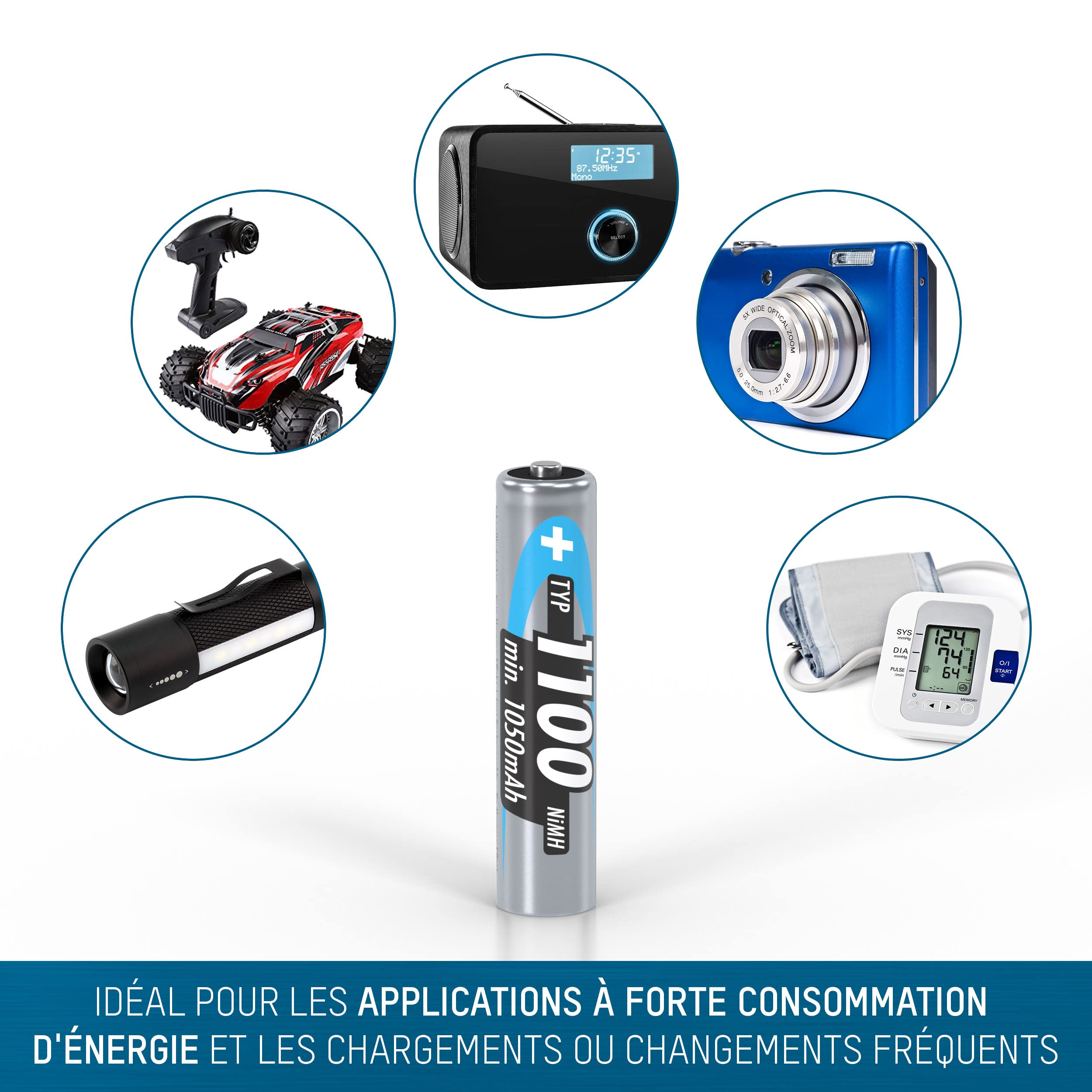ANSMANN Piles Rechargeables HR03 NiMH 1100 mAh 1,2V (Lot de 8) – Piles Micro AAA Rechargeables à Faible autodécharge – Accumulateurs pour appareils gourmands en énergie (Appareil Photo, Flash, etc.)