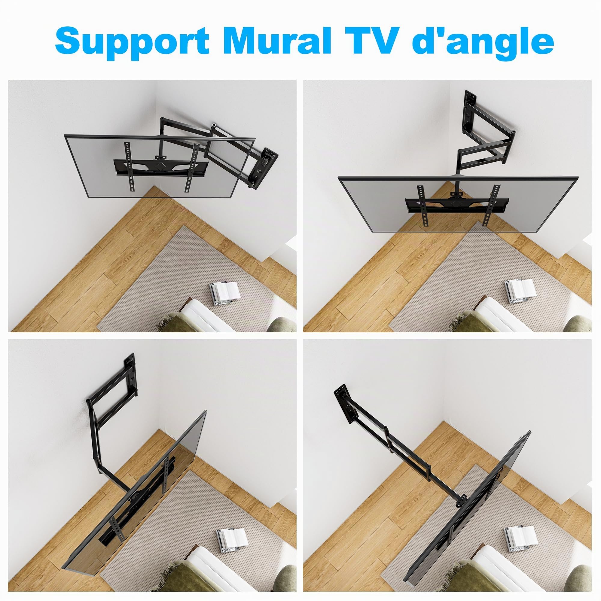 Support Mural TV Extra Longue Portée 845mm pour écrans 26-65 Pouces