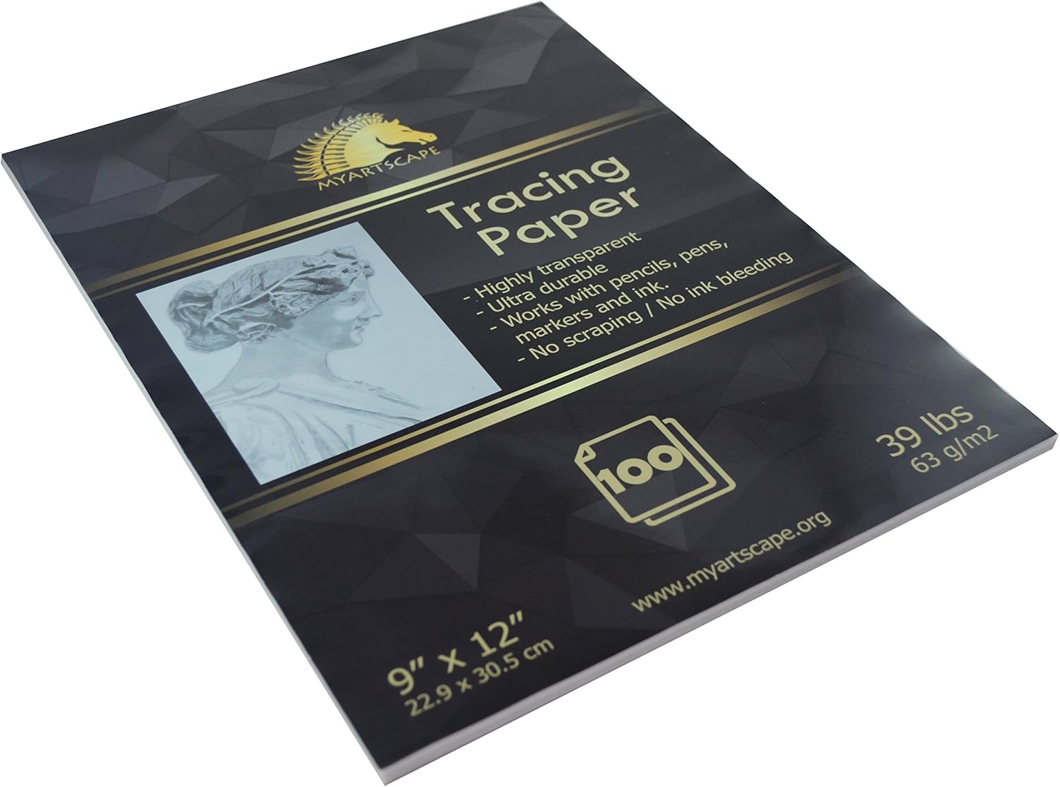 Tracing Paper Pad - 39lb - 9" x 12" - 100 Transparent Sheets - Artist Quality - MyArtscape