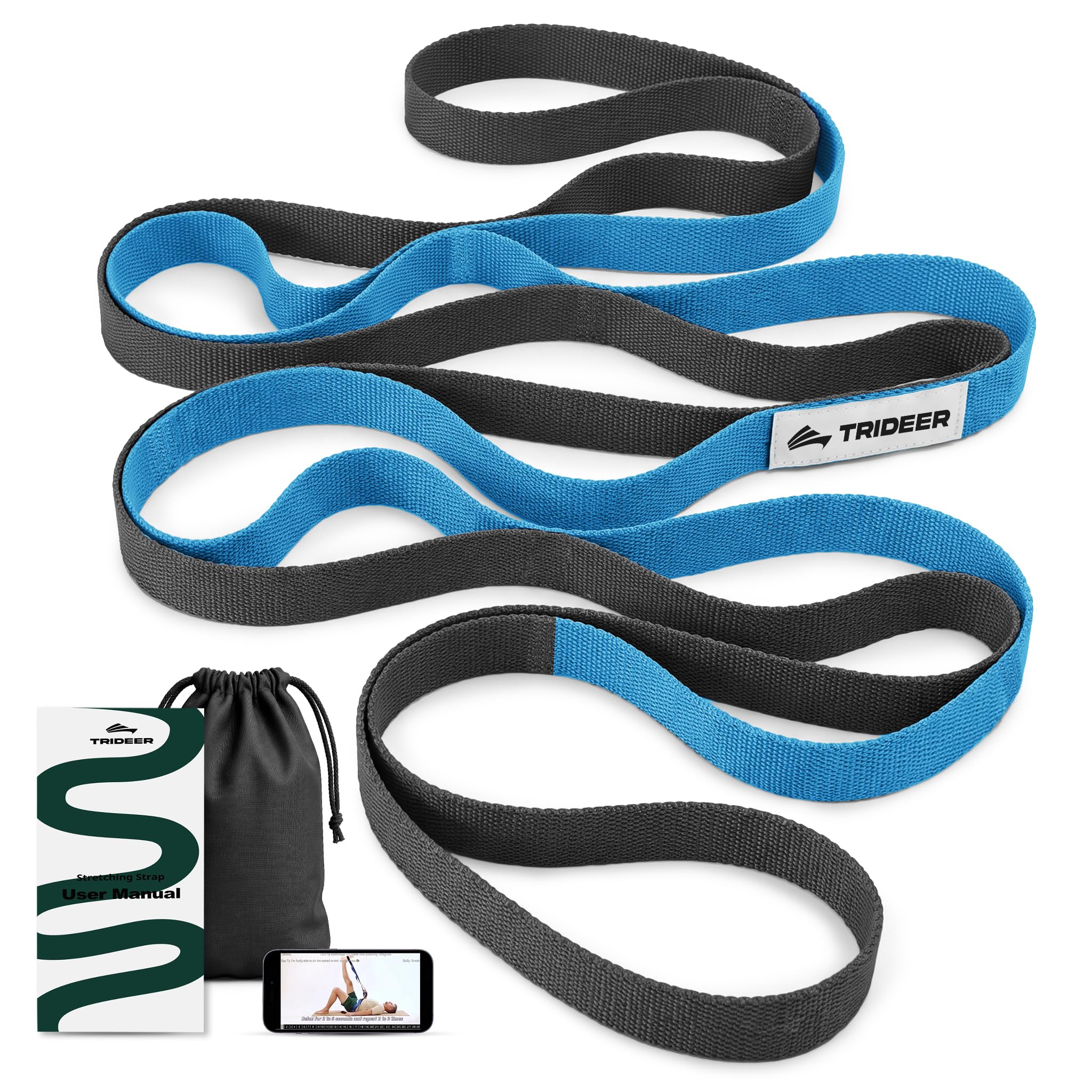 Trideer Leg Lifter Strap, Non-Elastic Stretching Strap with Loops for PT