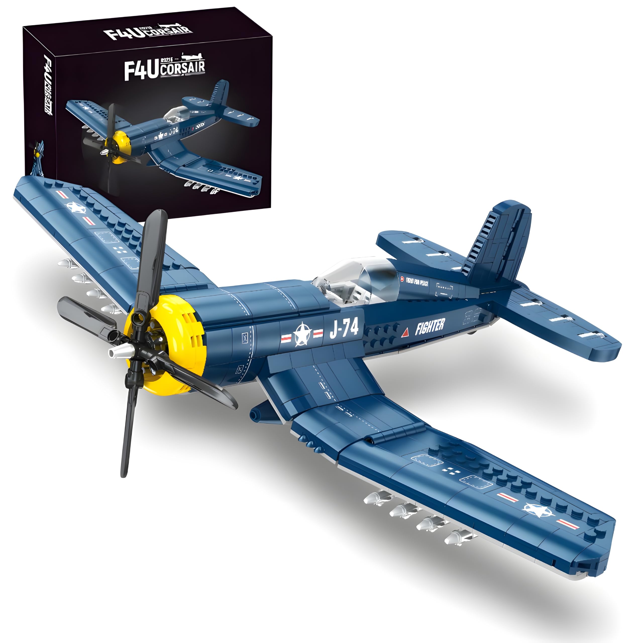Pirate Fighter Aircraft Bausteine Bausatz, 767 Teile Retro Kampfjet Flugzeug Modellbausatz, Militärisches Flugzeug Baukasten für Wohndeko, Kreatives Geschenk für Adults & Teens
