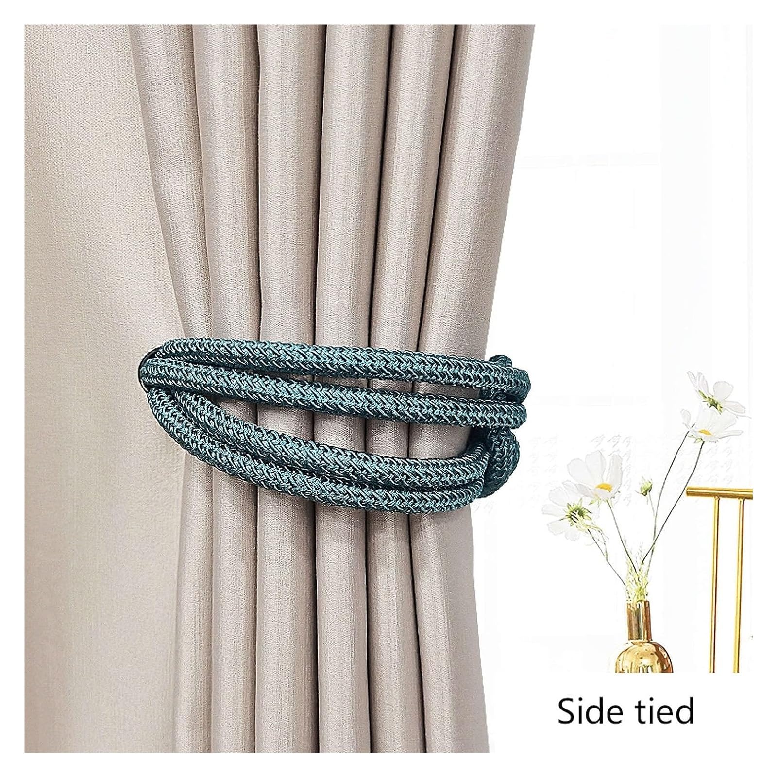 Attaches de Rideaux en Corde tressée avec Pompons, Attaches de Rideaux, Attaches de Rideaux - 4 pièces (2 pièces) (Ae 2 pièces)