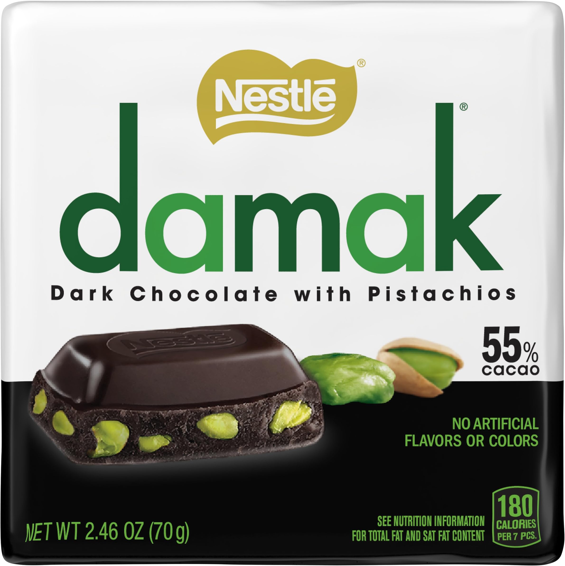damak Dark Chocolate with Pistachios, 12 Count