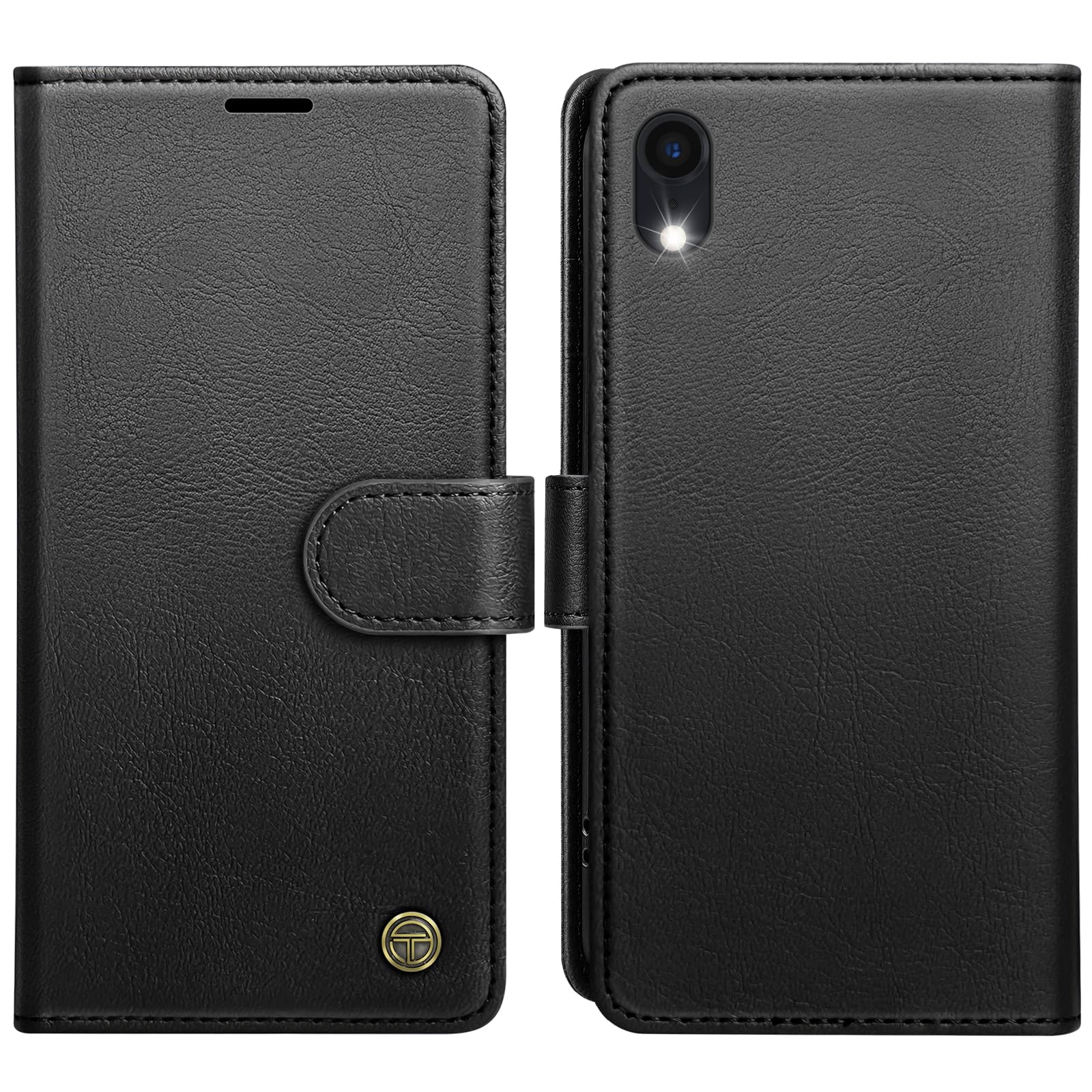 for iPhone XR Case, Flip Wallet Leather Phone Case with [4 Card Slots] [Kickstand] [RFID Blocking] Magnetic Protective Shockproof Cover for iPhone XR Phone Case - Black