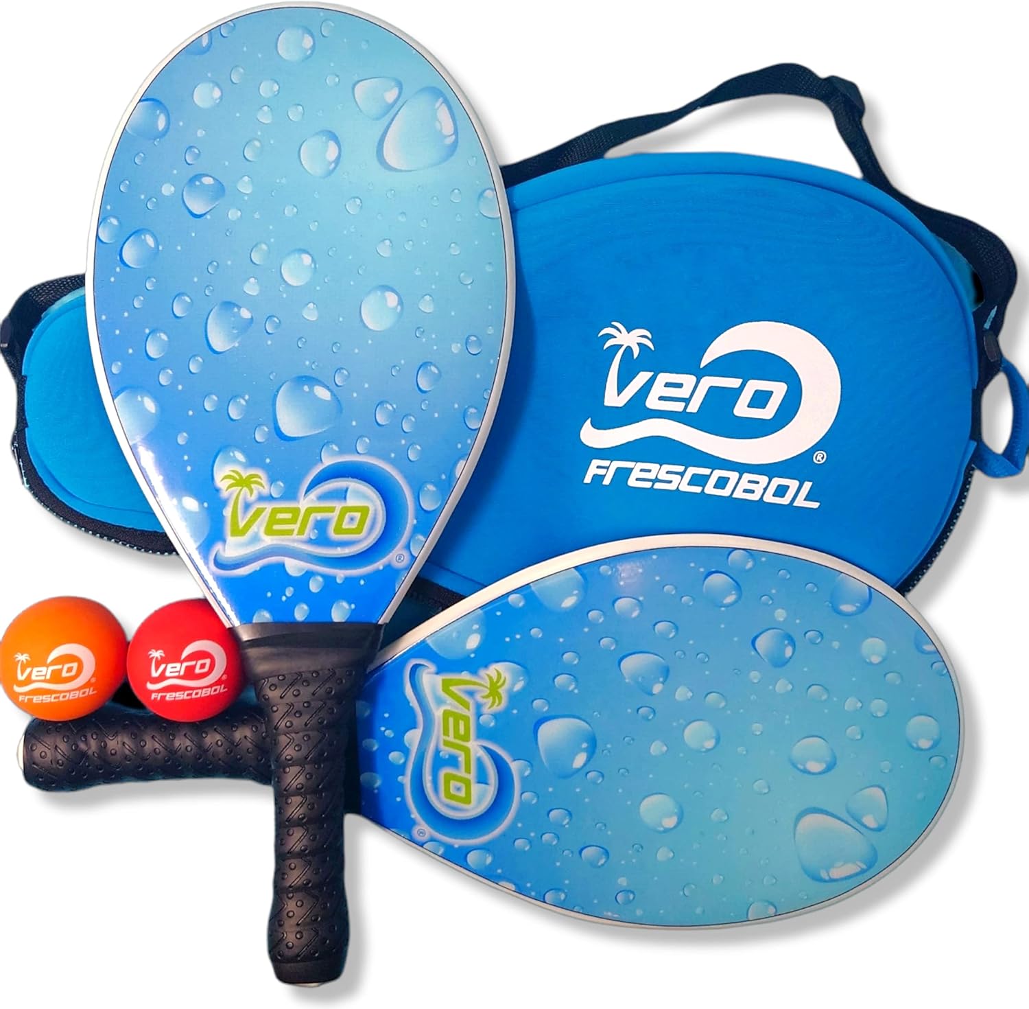 Frescobol Fiberglass Beach Paddle Ball Set, Official frescobol Ball, Beach Tote Bag