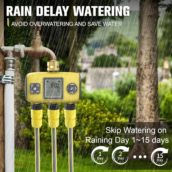 Garden Watering Timer 3 Outlets Drip Irrigation Timer for Lawn Hose Timer