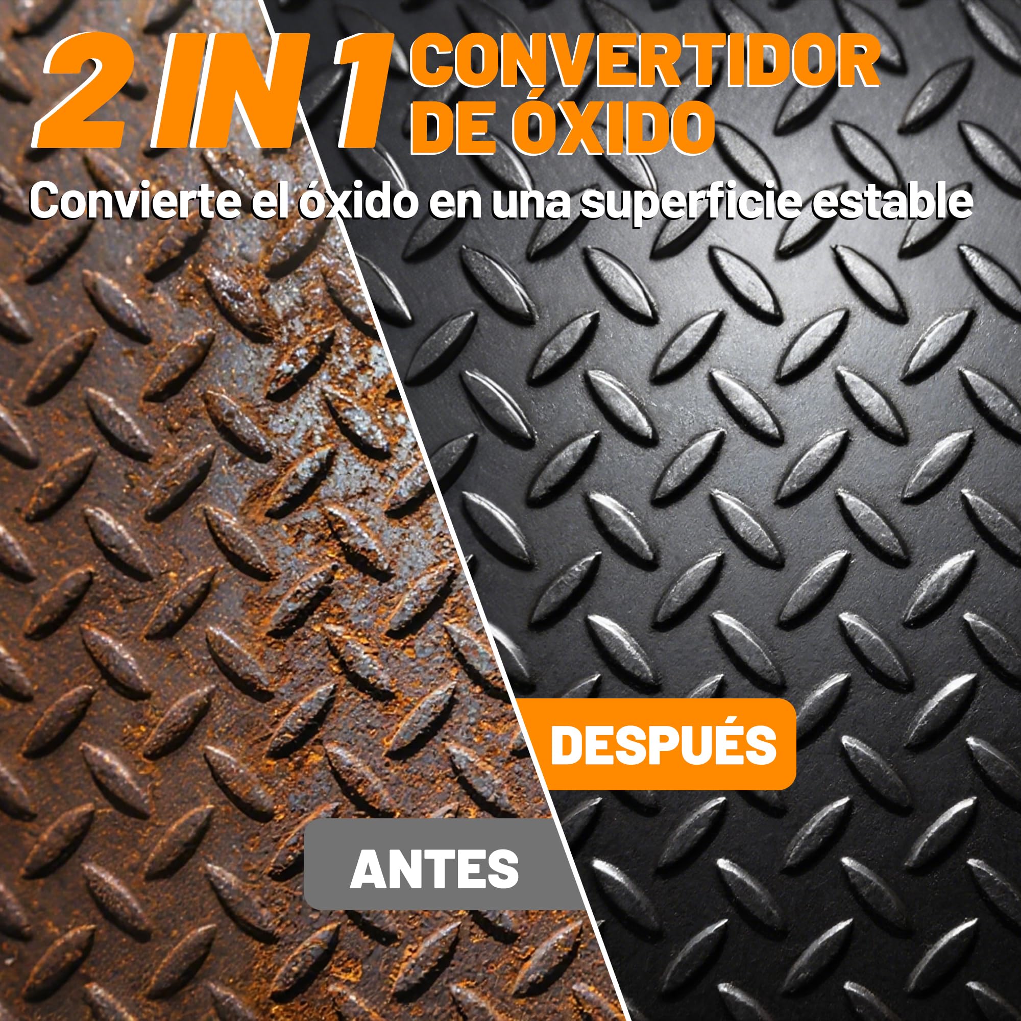 Convertidor de óxido y imprimación para metal 2 en 1, 1kg pintura inhibidora de óxido negro mate de para metal, pintura resistente al calor para chasis, bastidores, embarcaciones e industrias