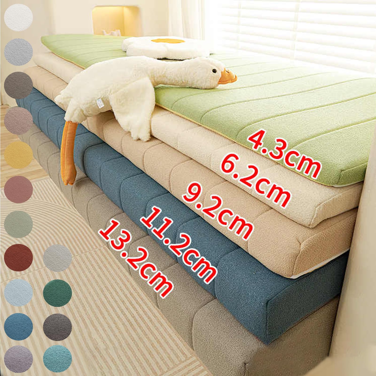 Custom Bench Cushion, Velvet Bay Window Seat Cushion, Seating Cushion for Indoor Furniture, Non-Slip Waterproof Cat Scratch, Thickened Chair Pads