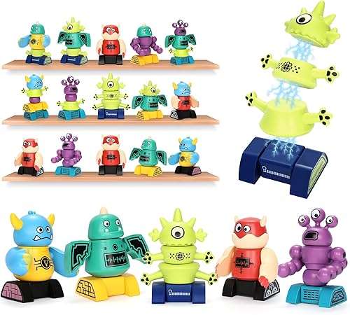 Juguetes de robot magnéticos, bloques de monstruos, juguetes magnéticos para niños, 35 piezas con caja de almacenamiento, juguetes apilables para