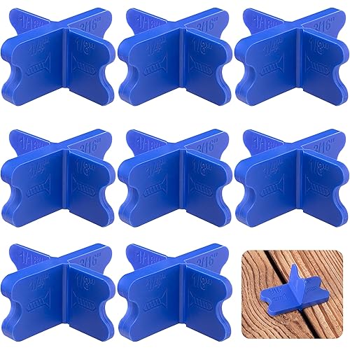 8 Pcs ABS Deck Spacer Tool,4 Thicknesses Deck Board Spacers(1/16", 1/8", 3/16", 1/4"),Blue Deck Spacers Assorted for Pressure Treated Composite Decking