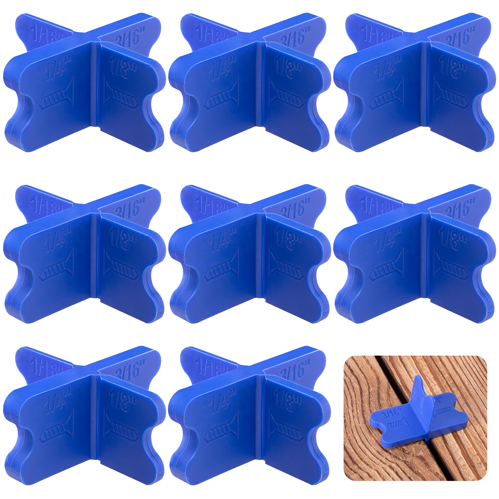 8 Pcs ABS Deck Spacer Tool, 4 Thicknesses Blue Deck Board Spacers