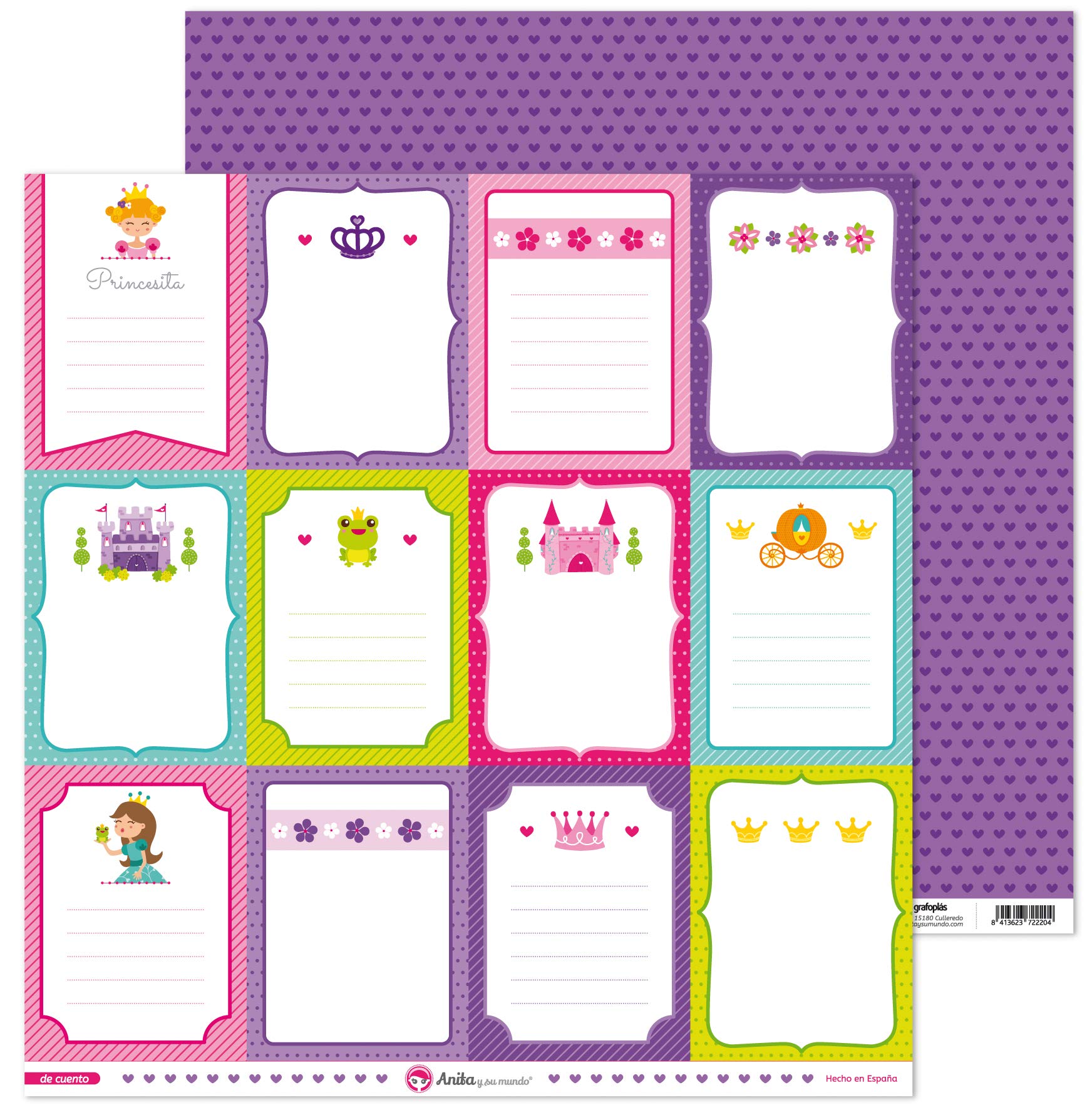 Anita and Su Mundo Tale Collection Scrapbooking Papers, Paper, Cards, 12" x 12", White with colored designs, 30.5 x 30.5 cm