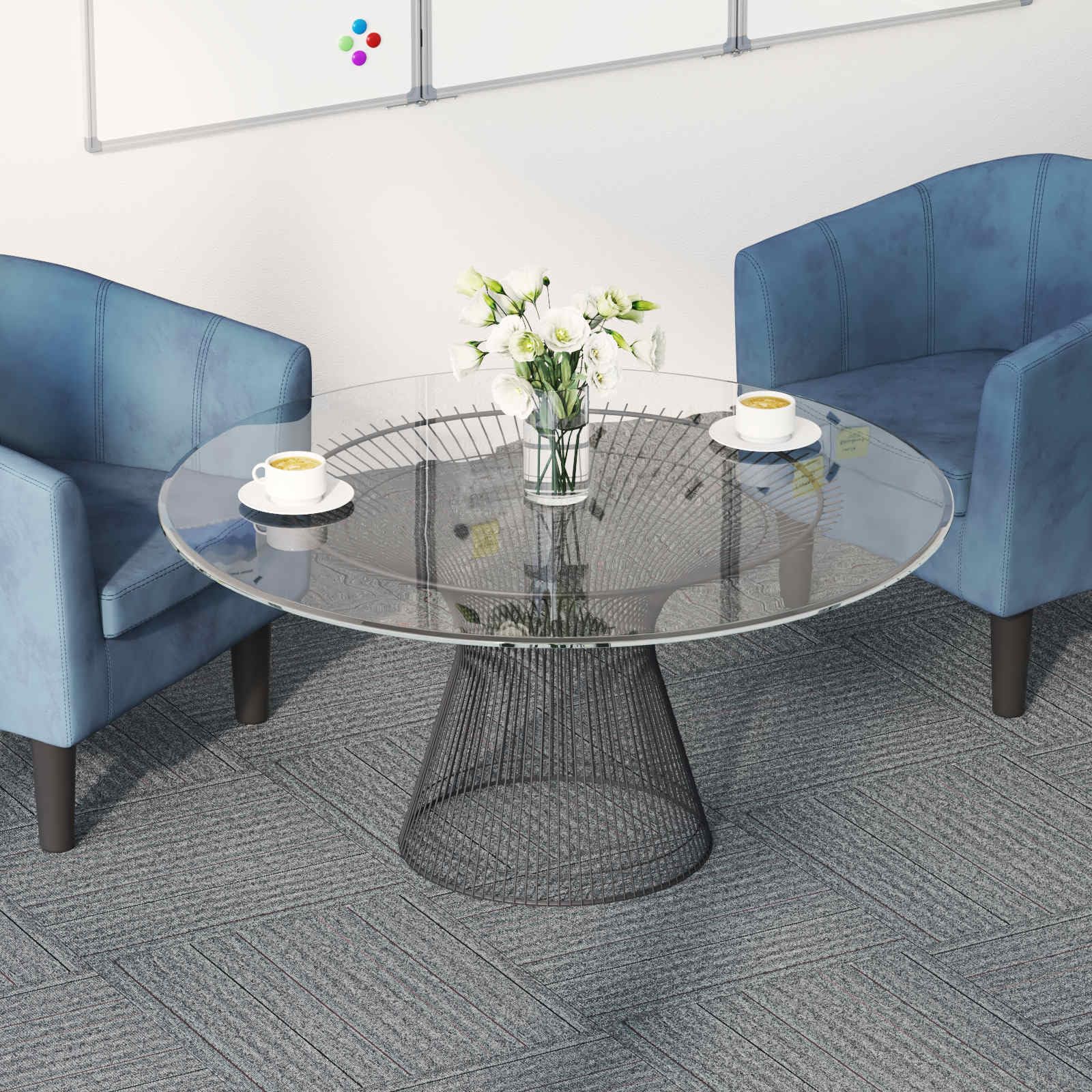 20er Set Teppichfliesen Hellgrau mit Streifen 50x50 cm Moderne Loop-Pile Teppichbodenfliesen selbstliegend für Wohnzimmer und Schlafzimmer Schalldämmende Auslegeware aus PP mit Bitumenrücken
