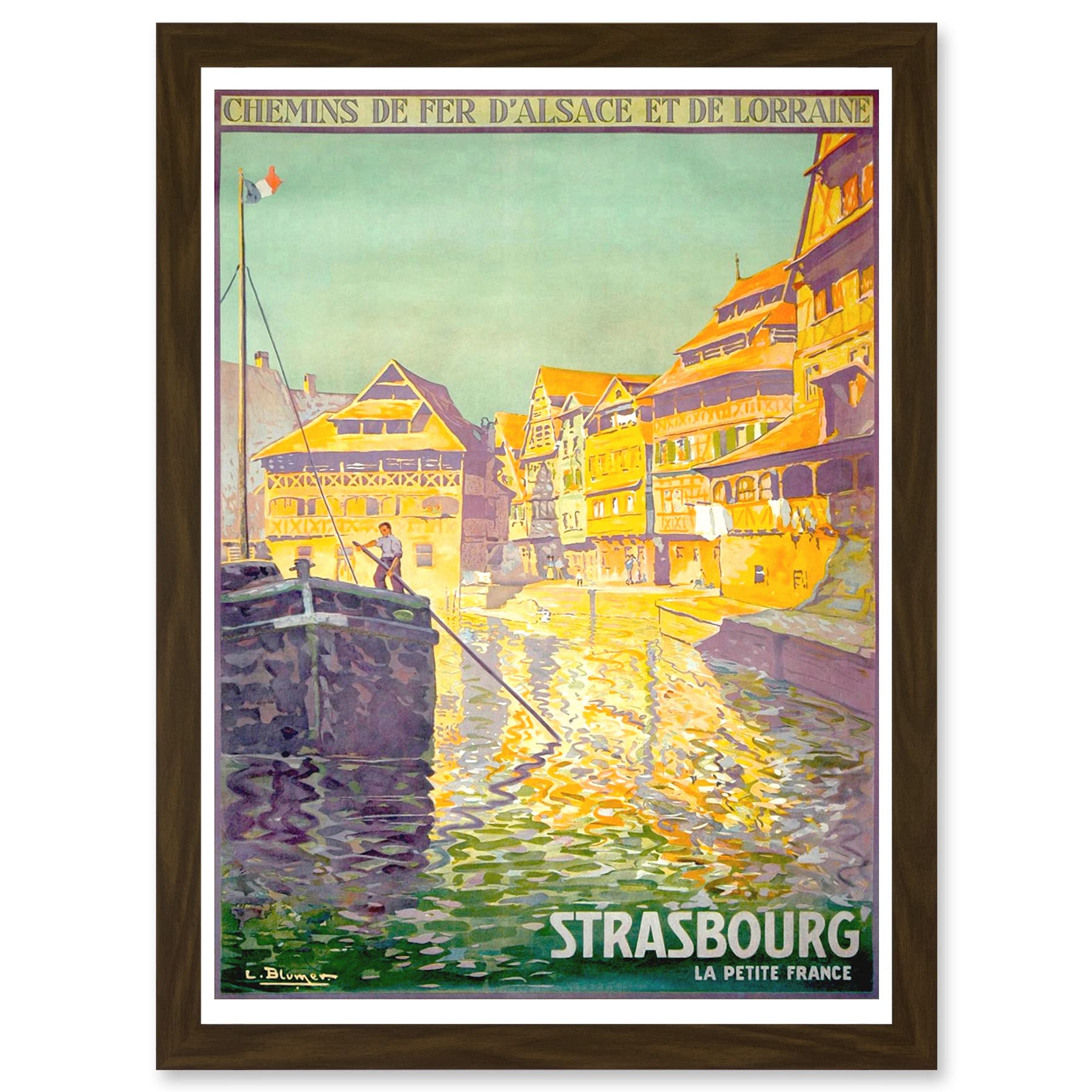 Artery8 Vintage Travel Advert Strasbourg France Blumer Railway Alsace Chemins Fer Lorraine Artwork Framed Wall Art Print A4