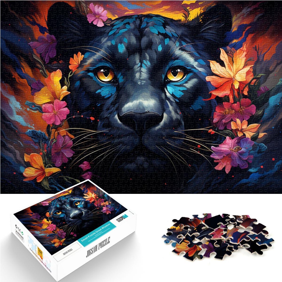 1000 Pieces Jigsaw Puzzles for Adults Color Fantasy Black Panther Home Decoration Jigsaw Puzzles Artwork Gift 19.7 in x29.5 in for 14 year olds โ image 1