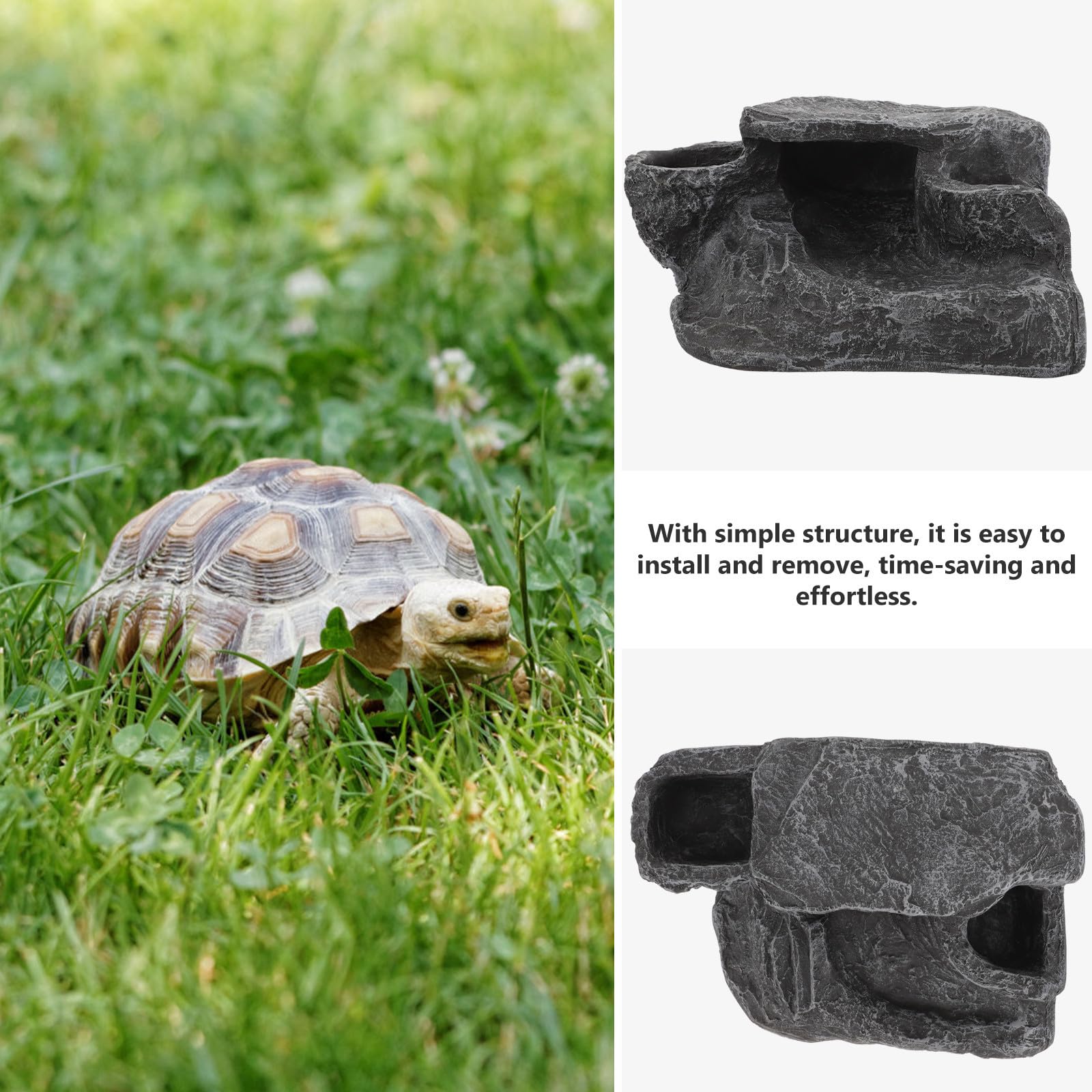 Rampa para Tortugas de Resina Fácil de Escalar Plataforma para Tomar el Sol y Cuenco para Comida Adecuado para Decoración de Acuarios de Agua Dulce