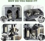 PawHut Cat Tree, 69" Cat Tower for Indoor Kittens, Multi-Level Tower with 2 Condos, Scratching Posts, 2 Hammocks, Perches, Pompoms for Multiple Kitties, Dark Grey