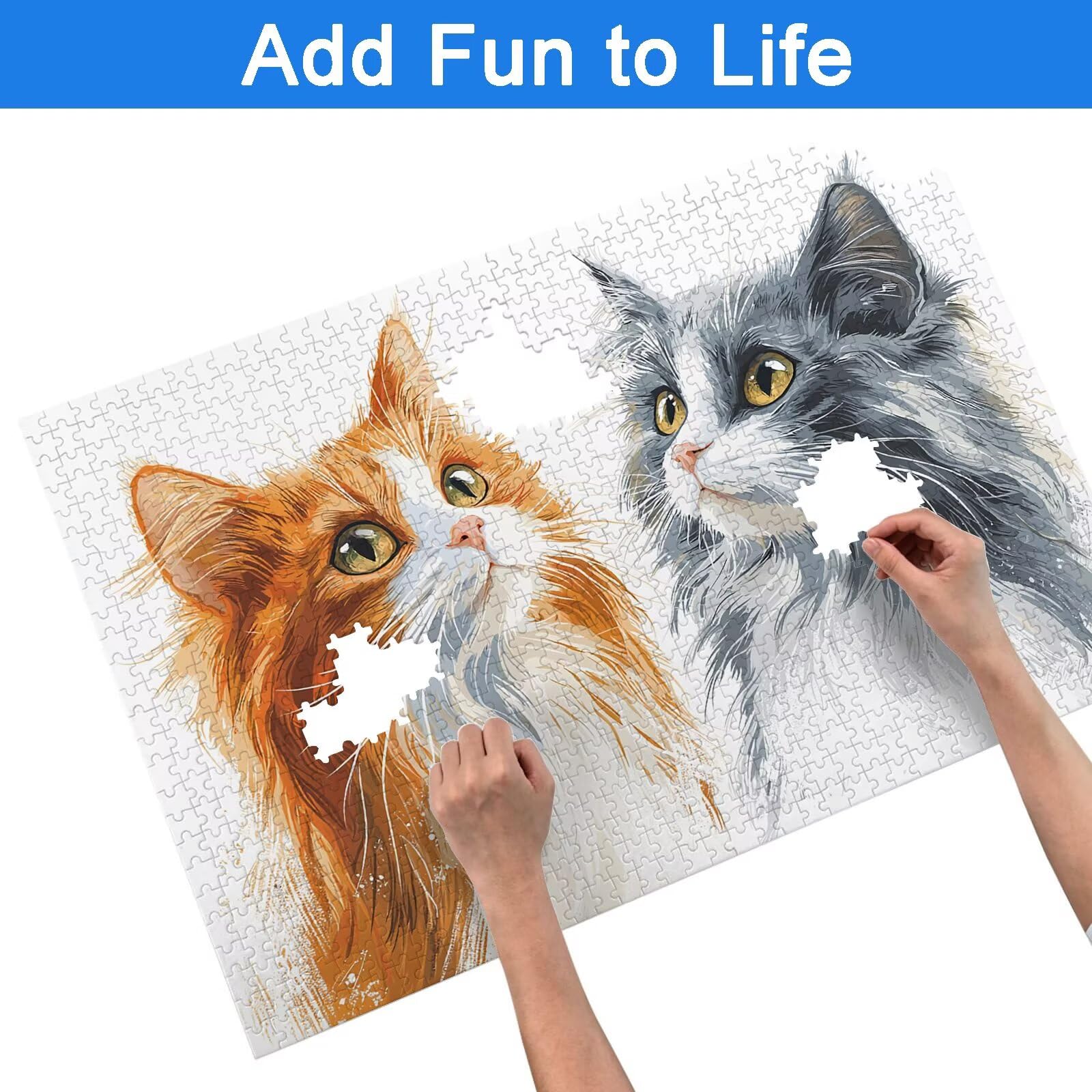 Puzzle 1500 Pièces Chat, Puzzle 1500 Pièces Adultes et Enfants, Puzzles Bois avec Une Boîte d'emballage Exquise, Jeu Éducatif Puzzles Animal, Decoration Maison, Cadeau Femme, Cadeau Homme, -8561