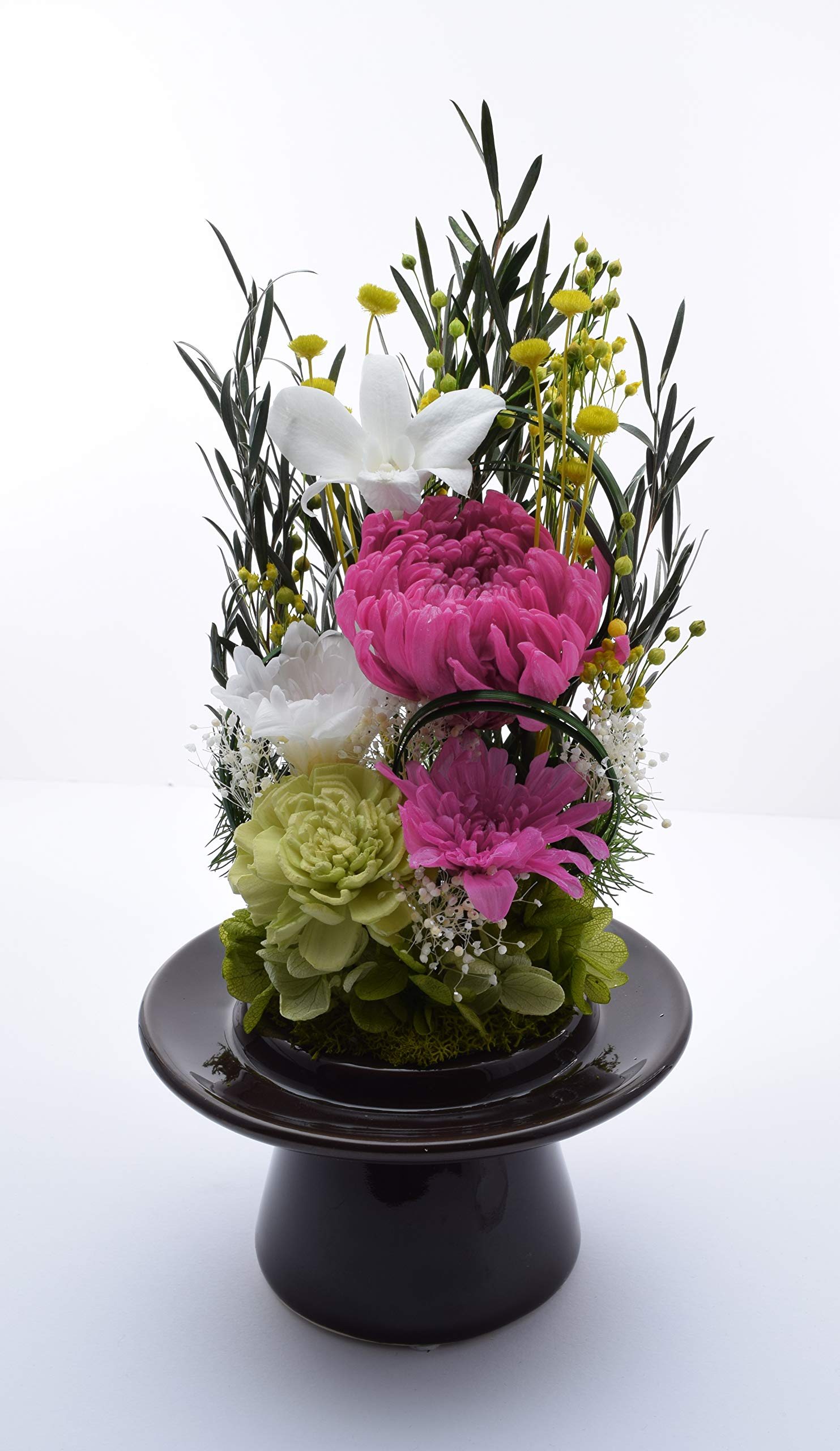 Amazon｜お供え プリザーブドフラワー 大型ガラス ドーム 桃華 仏花 お