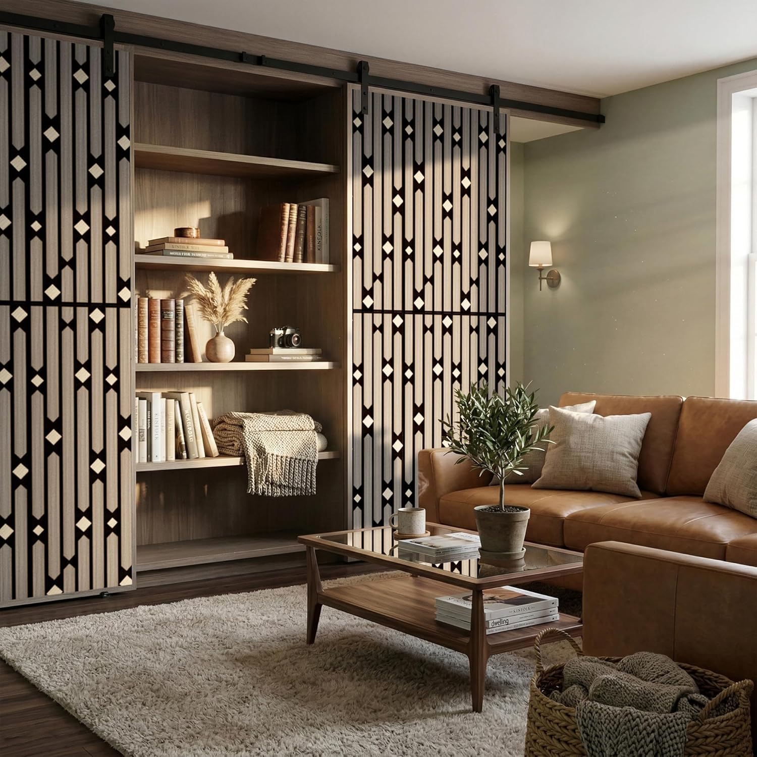 PVC Acoustic Wall Panels, Geometric Sound-Reducing Panels with Built-in Acoustic Layer, 23.6 × 47.2 Inches, 4 Panels per Box, Modern Decorative Wall Panels (Grey) (Grey)