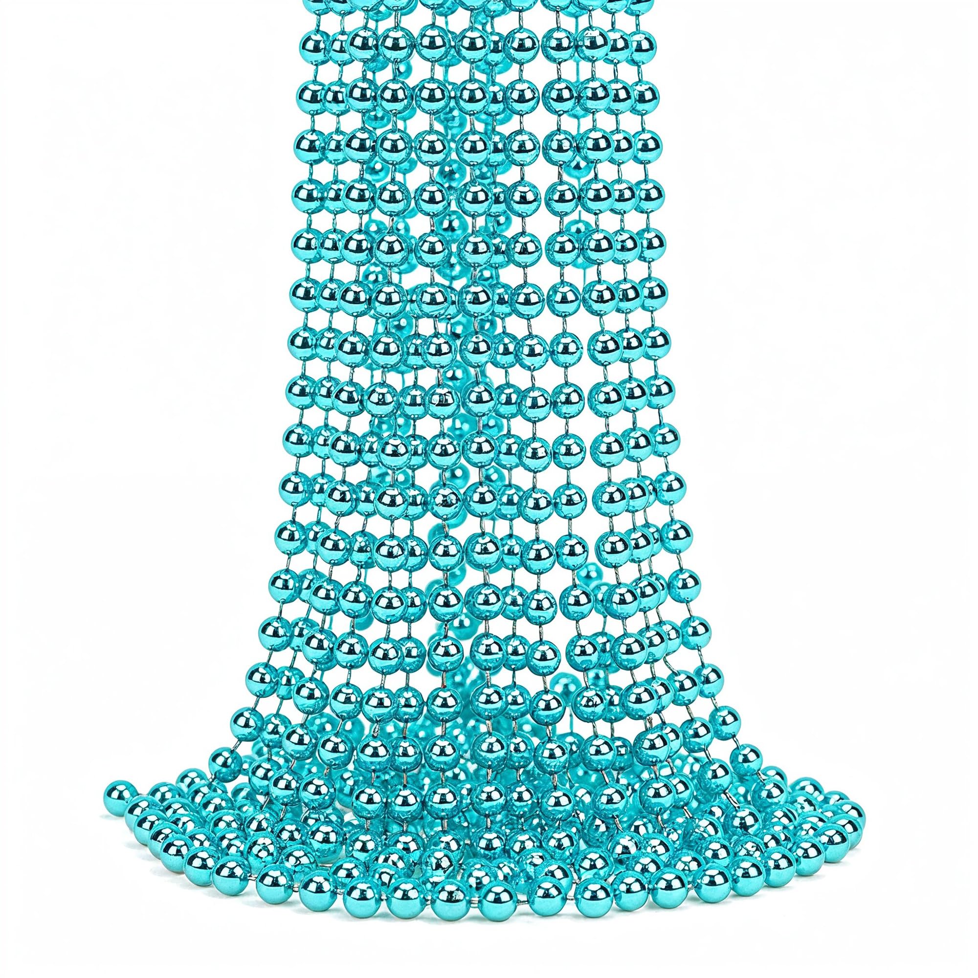 Trimming Shop 9M Metallic Christmas Bead Chain - 7.5mm Turquoise Shiny Pearl Garland for Xmas Tree Hanging Decorations, DIY Crafts, Jewellery Making & Festive Decor, 2pcs