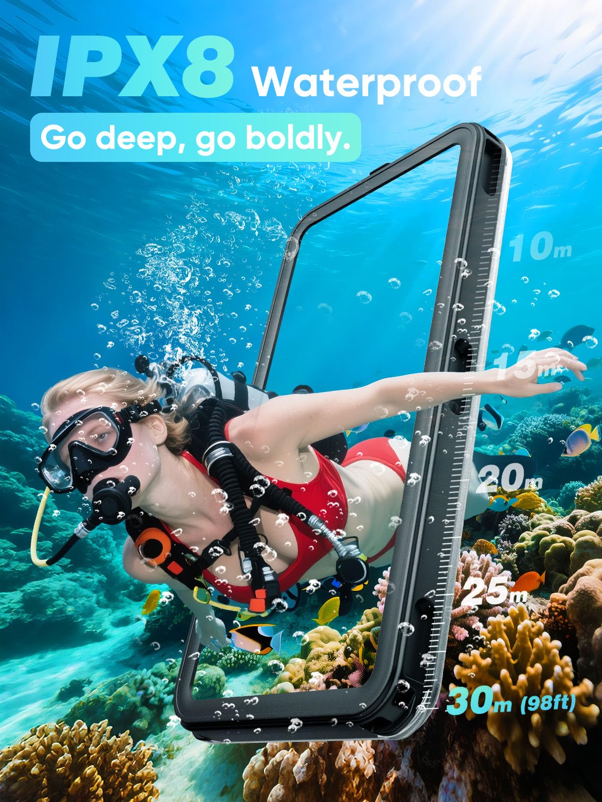 Funda impermeable para teléfono, IPX8, universal, impermeable, bolsa seca para teléfono celular para iPhone 16, 15, 14, 13 Pro Max, Samsung S24, S22, S21 Ultra, Huawei P70, Moto, hasta 6.9 pulgadas