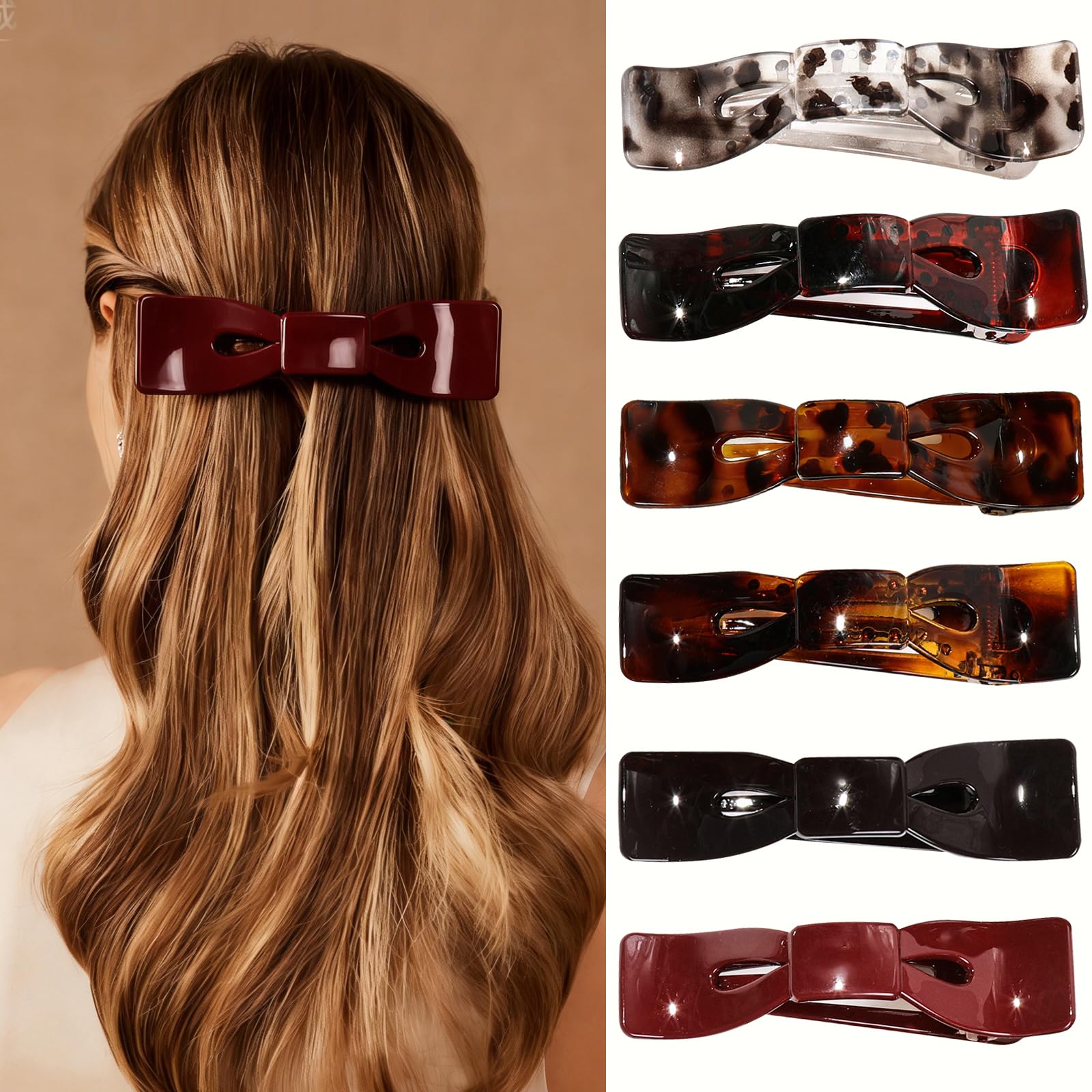 6 fermagli per capelli da donna per capelli lunghi e folti, grandi mollette con molla resistente, antiscivolo, dal design classico, ideali per l'uso quotidiano in ufficio e alle feste