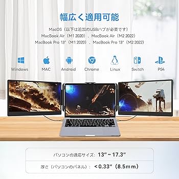 Amazon.co.jp: モバイルモニター 14インチ 1920*1080 （13.3~17.3